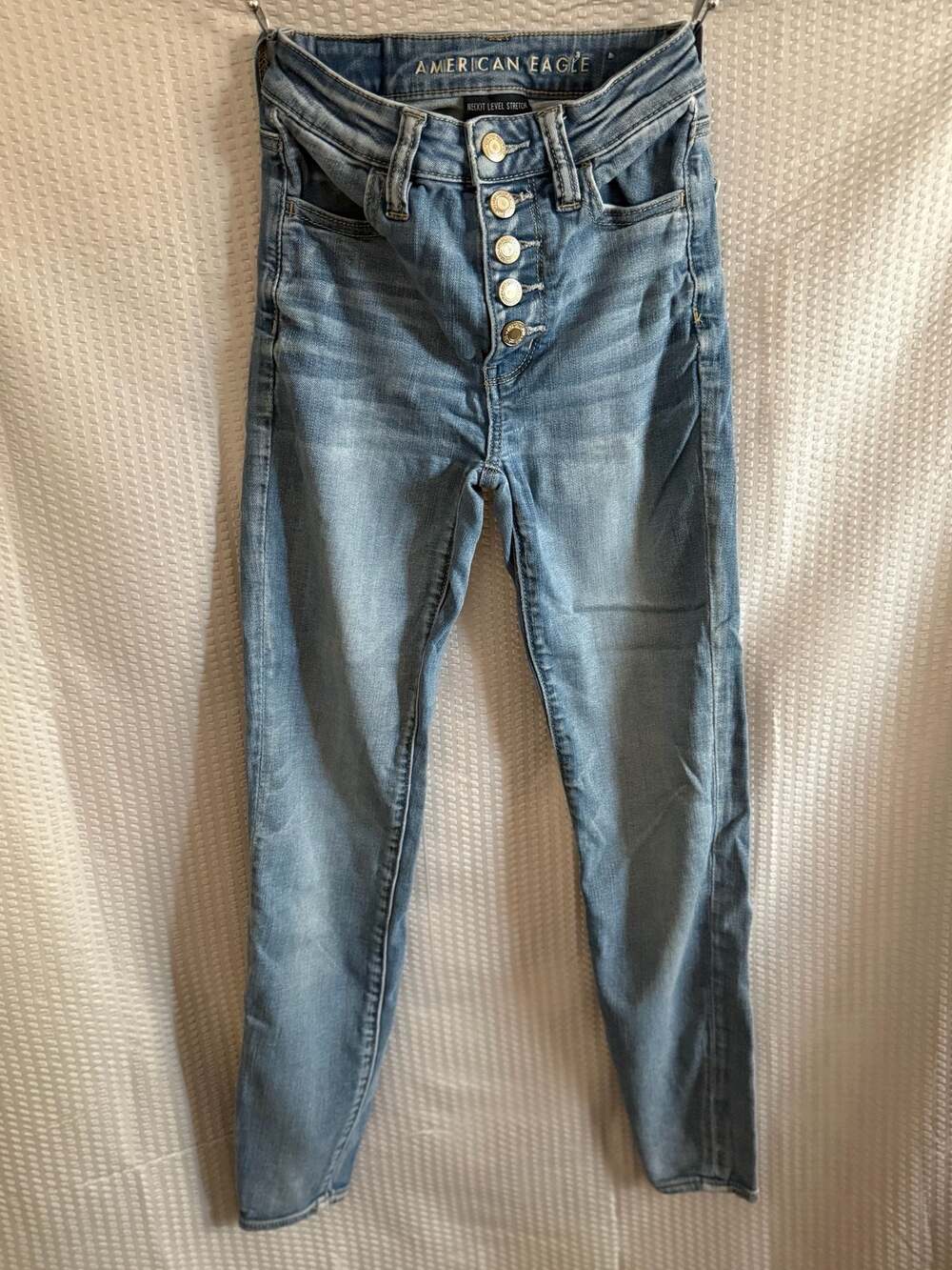 American Eagle Super Hi-Rise Jeggin Ne(x)t Level Stretch Button Fly Jeans Size 0